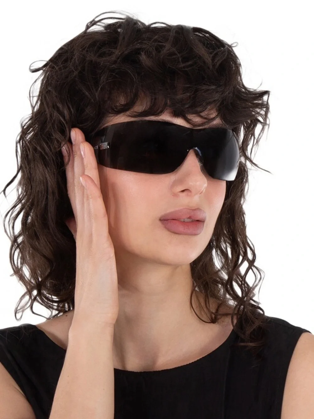 New Versace VE2054 100187 Oversized Shield Sunglasses in Black Authentic